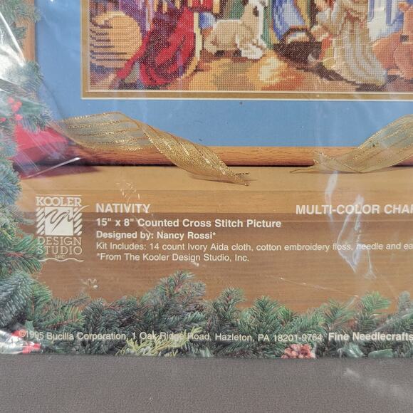 Bucilla Nativity Cross Stitch Kit 15"x8" by Nancy Rossi - Sealed 1995 - Picture 5 of 9